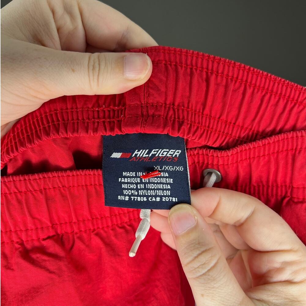 Vintage Tommy Hilfiger Athletics Red Nylon Track Pants Mens XL - Picture 3 of 4